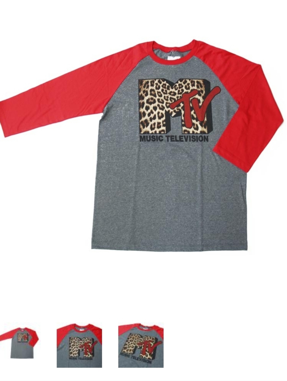 Y2K MTV Music Television Leopard Print Raglan Tee - Rare Streetwear Unisex SZ M